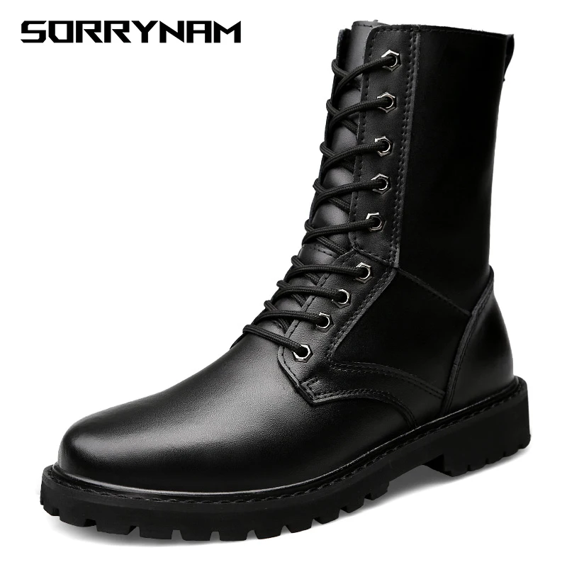 

Military Genuine leather boots men Combat boot Infantry tactical boots askeri boot army boots army shoes Height Increasing