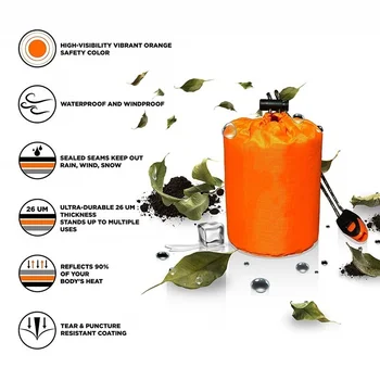 Emergency Bivy Sleeping Bags, Ultra Portable Waterproof PE Thermal Survival Tent Hiking Outdoor Camping Shelter Survival Bag 5