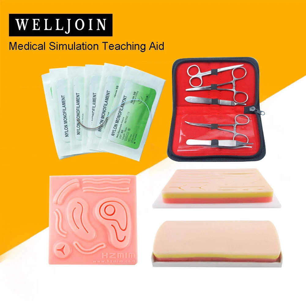 

Medical surgery training simulation teaching aid 3D suture module + Wound suture module + deep suture module + black instrument