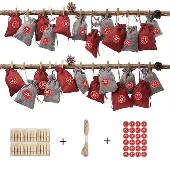 

1set Jute Bag Wedding Gift Drawable Bag 10x14cm With Stickers Clip Hemp Rope Christmas Gift Candy Packaging Small Linen Bag