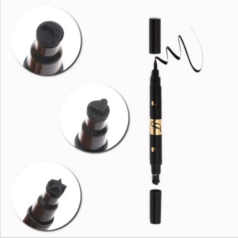 

Double-headed Seal Eyeliner Stage Point Makeup Pen Fine Black Waterproof Not Smudge Liquid Eyeliner Pencil Easy To Apply P1
