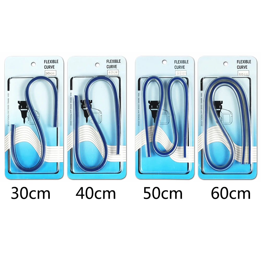 Cortadores de lectura fácil de leer de 30cm 40cm 50cm 60cm, herramienta Manual de dibujo escolar para oficina, regla curva Flexible suave, Regla de medición para dibujo DIY