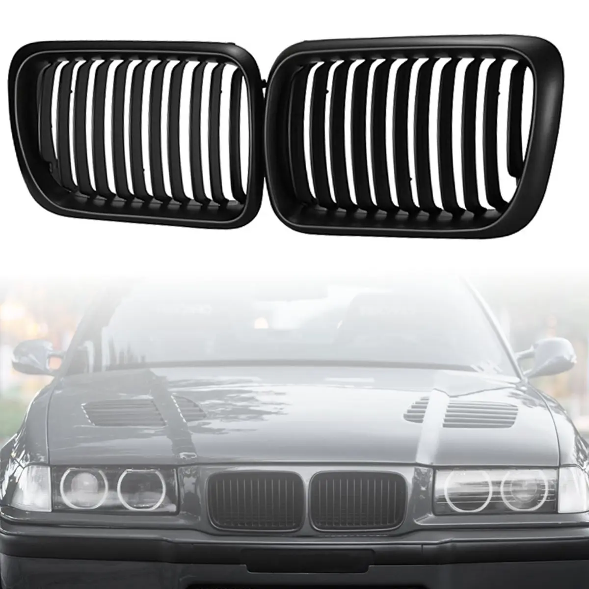 

Car grille front grille Car modeling Front Kidney Sport Grille Grill Matte black for BMW E36 318i 323i 1997 1998 1999