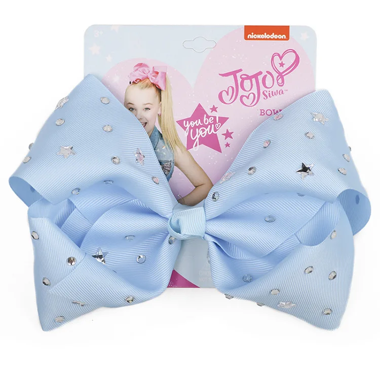 10 8 дюймов Jojo Siwa большая заколка для волос банты ручной работы шпилька Стразы Лента бант звезда заколки модные аксессуары для волос для девочек - Цвет: 10