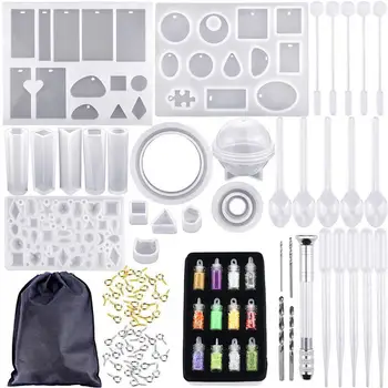 

83/120Pcs Silicone Molds And Diy Epoxy Crystal Tool Set with Drill And Bag Pendant Mold for Bracelet Jewelry Craft Making