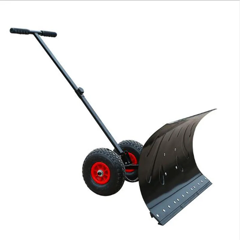Garden for Driveway Rolling Snow Pusher Pavement Cleaning Snow Removal Tool,29.13X16.53 inches HENGGE Snow Pusher-Heavy Duty Wheeled Snow Plow Shovel Pusher 