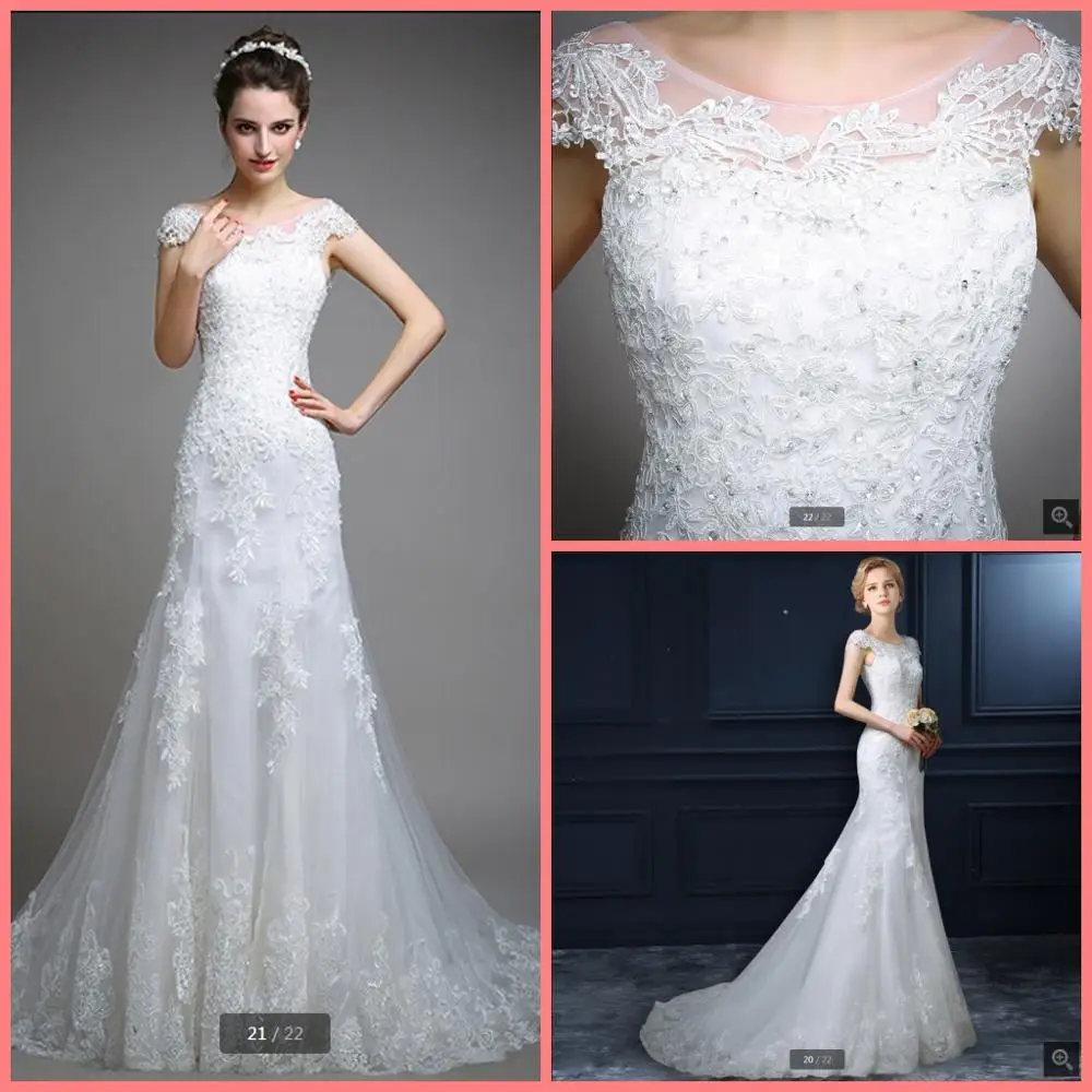 2020 new arrival white tulle lace appliques mermaid wedding dress cap sleeve scoop neckline stylish court train bridal gowns 2020 new arrival white tulle lace appliques mermaid wedding dress cap sleeve scoop neckline stylish court train bridal gowns
