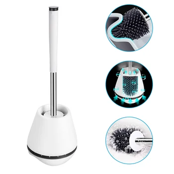 

Silicone Toilet Brush Floor-standing Wall-mounted Base Cleaning Items Bathroom Toilet Household Brush WC Accessories Set For