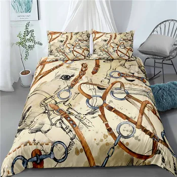 

Sketch Horse Bedding Set Bedroom Decor Vintage Yellow Blackground Hypoallergenic with Zipper 1PC Duvet Cover with Pillowcases