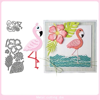 

Flamingo Metal Cutting Dies Palm Leaf Flowers Stencils Dies Scrapbooking Photo Album Decorative Embossing DIY Cards