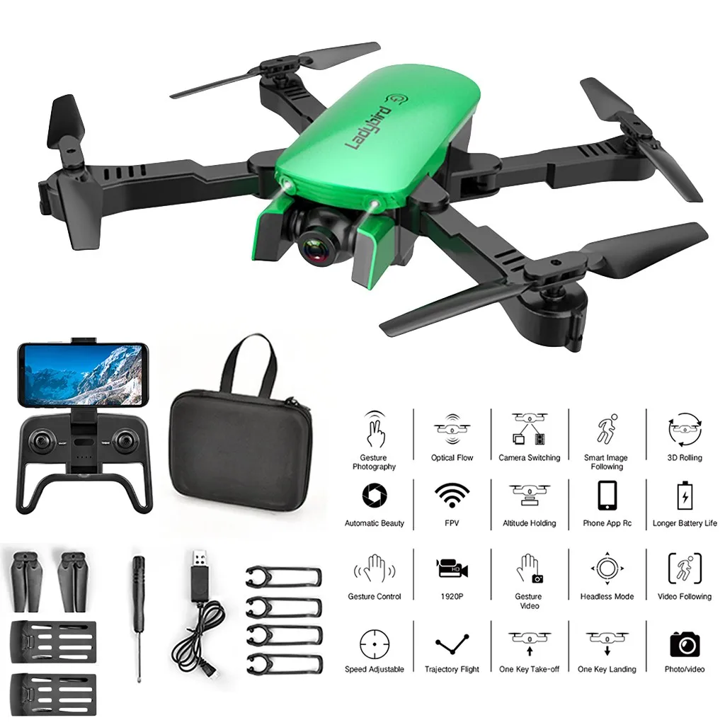 R8 Dron 2,4 Ghz 4CH 4K wifi оптическая камера с двойным регулируемым углом наклона RC Квадрокоптер Дрон RC вертолет селфи Дрон с камерой - Цвет: 2 Battery Green