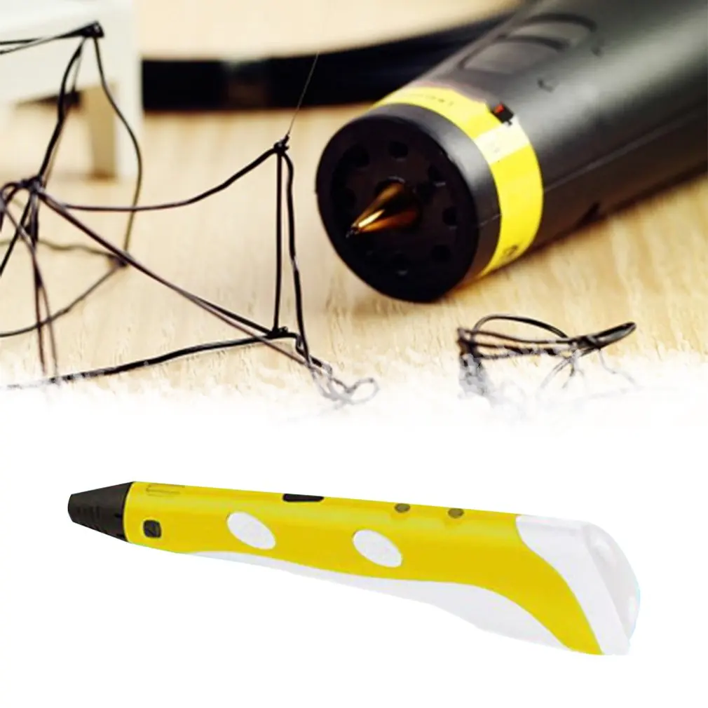 Пластиковая 3D печать Ручка Детский праздник подарок 3D Ручка детская игрушка стерео живопись трехмерное литье - Цвет: yellow  AU