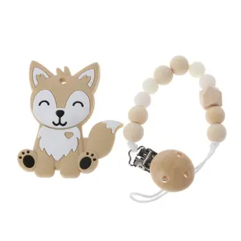 

1PC Silicone Teether Beads Pacifier Chain Clip Baby Teething Ring Babies Pacifier Clips With Holder
