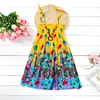 Summer Girls Floral Dress Sling Ruffles Bohemian Beach Princess Dresses for Girl Clothing  2 6 8 12 Years With Necklace Gift ► Photo 3/6