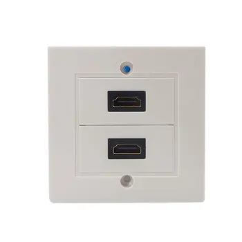 

Practical Double Connection Port White Hdmi Lead Wall Plate Full Hd 1080 Tv Cable Faceplate Socket Connector