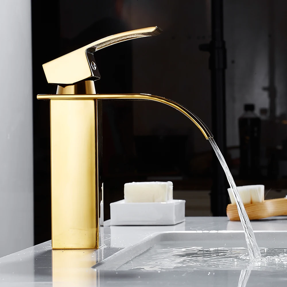 Deck Mount Waterfall Bathroom Sink Basin Faucet Vanity Vessel Sinks Mixer Tap Cold And Hot Water Tap Single Handle Basin Faucet Deck Mount Waterfall Bathroom Sink Basin Faucet Vanity Vessel Sinks Mixer Tap Cold And Hot Water Tap Single Handle Basin Faucet