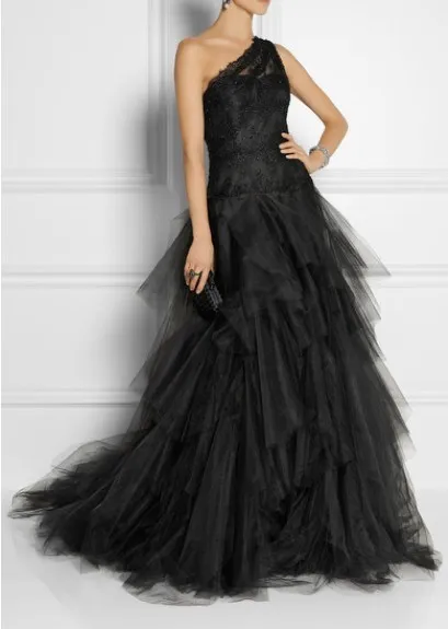Vestido de festa Длинное Черное длинное кружевное торжественное платье на одно плечо, вечерние элегантные платья, новая мода