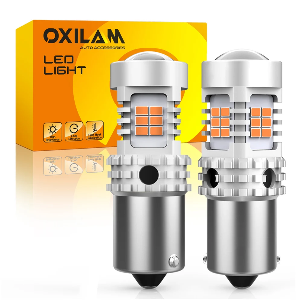 OXILAM 2 шт. 1156 BAU15S PY21W светодиодный желтый индикатор указателя поворота Canbus без