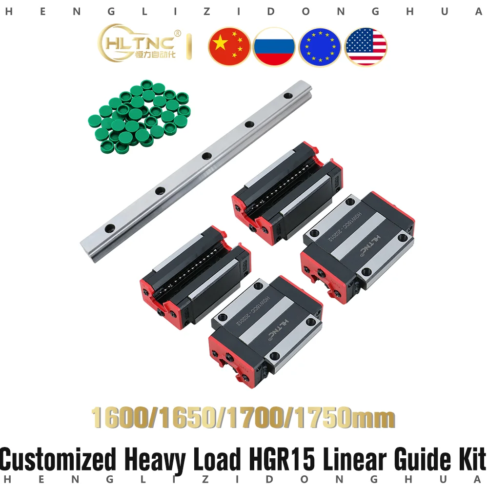 YINGJUN-DRESS Linear Motion Guides 1PC Linear Rail Guide HGR15 1PC /2PCS HGH15CA/HGW15CC Linear Narrow/Flange Carriages Sliding Block CNC Parts Color : 2PC HGW15CC, Guide Length : 600mm 