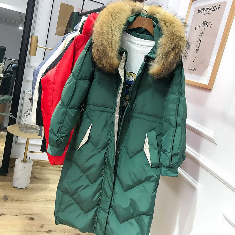 

2019 winter jacket for women down coat with natural fur parka long large plus size Korean style warm jacket for women poncho