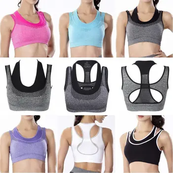 

B 2020 New Fake Two Pieces Full Cup With Chest Pad Quick-drying Breathable Fitness Without Steel Ring Sports Underwear Bra