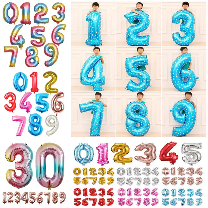 

32 40 inch Rose Gold Large Number Foil Balloon Digit Helium Balloon Birthday Party Wedding Decor Air Balls Event Party Supplies