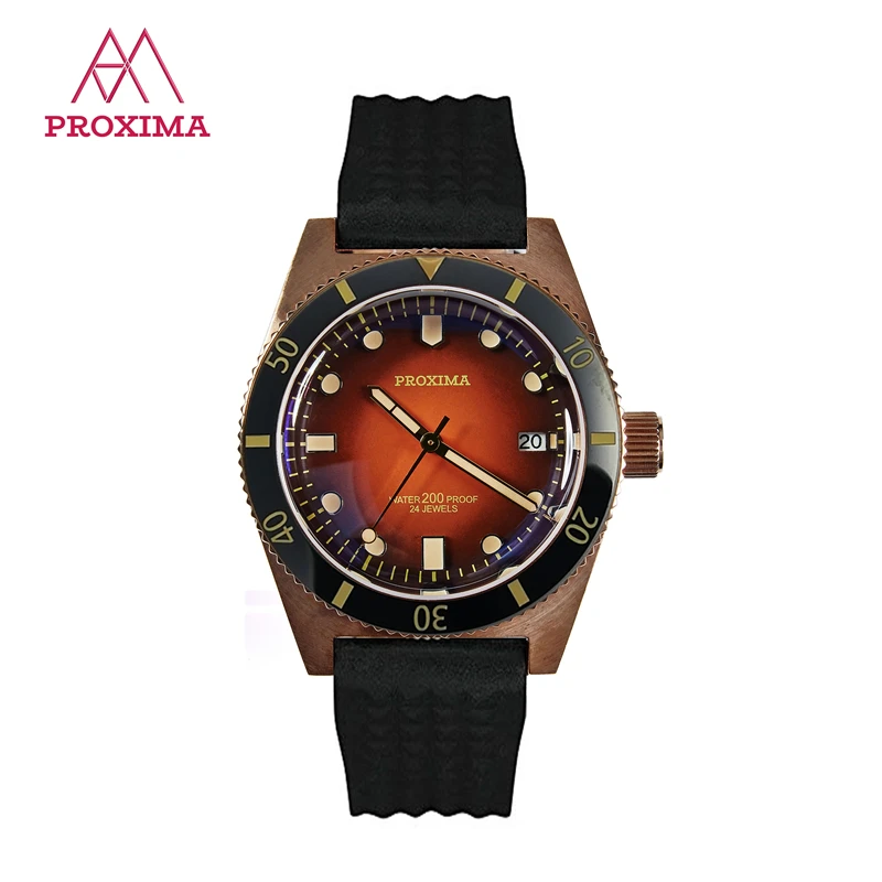 Proxima сапфировые механические часы мужские спортивные Топ бренд Submariner автоматические часы с резиновым ремешком Cusn8 Роскошные наручные часы - Цвет: 6200 Ceramic Bezel