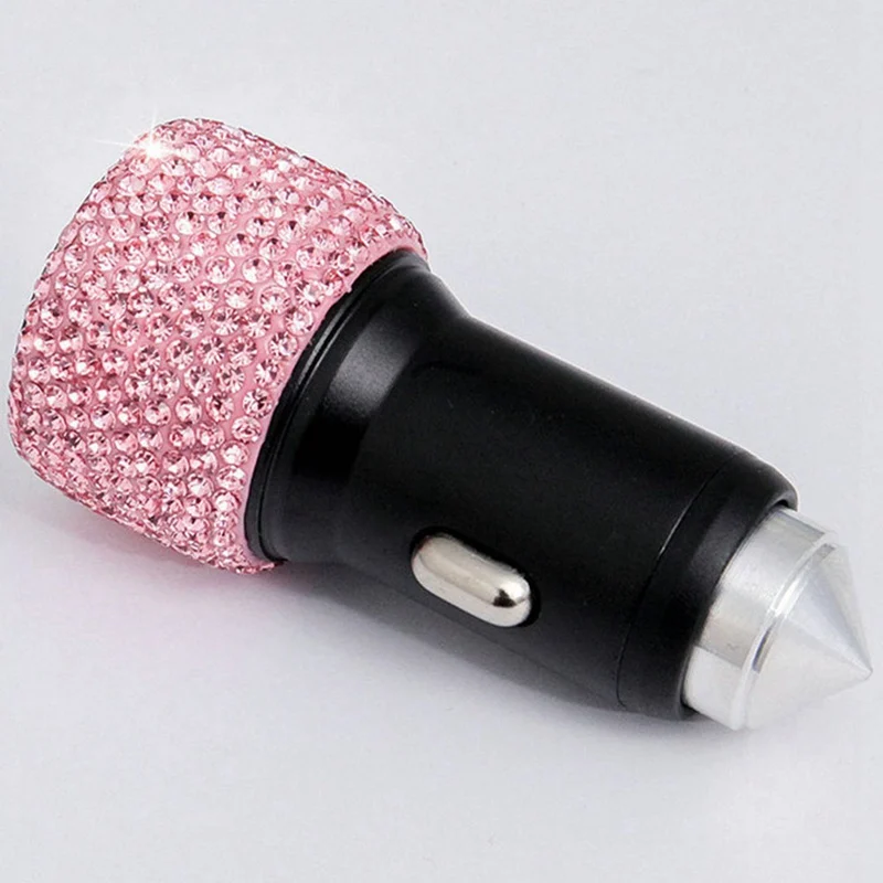 PK 1 шт., автомобильное зарядное устройство с двумя usb-портами, стразы, украшение для автомобиля с кристаллами, для быстрой зарядки, 5 стилей - Название цвета: PK