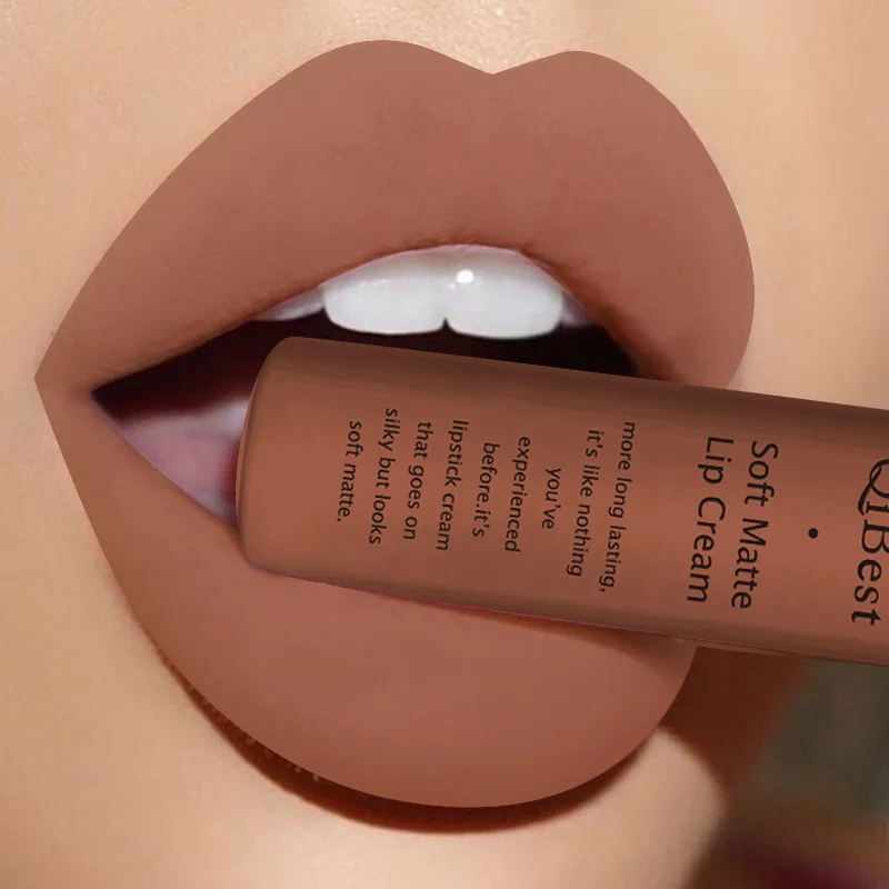 10 Бренд qibest губы красота Makup пигмент водонепроницаемый блеск для губ Стойкий черный бархат Матовая Обнаженная помада Красный Блеск для губ Лот - Цвет: 10