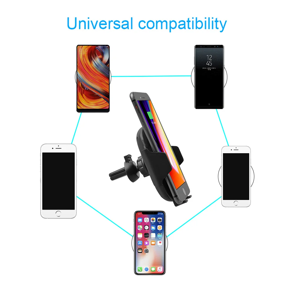 10 Вт Быстрое Qi Беспроводное Автомобильное зарядное устройство для iPhone 11 Pro XSMax XR samsung S10 интеллектуальное инфракрасное автоматическое зажимное Беспроводное зарядное устройство
