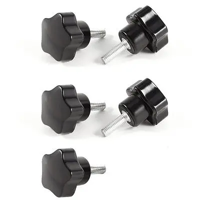 

5 Pcs M5x15mm Male Thread Black Star Head Clamping Knob Grip