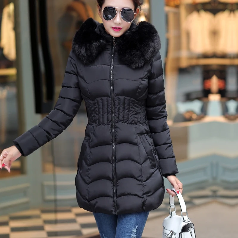 Зимние куртки Модные женские повседневные утепленные приталенные хлопковые пальто длинные парки Mujer Abrigos одноцветные пальто C47