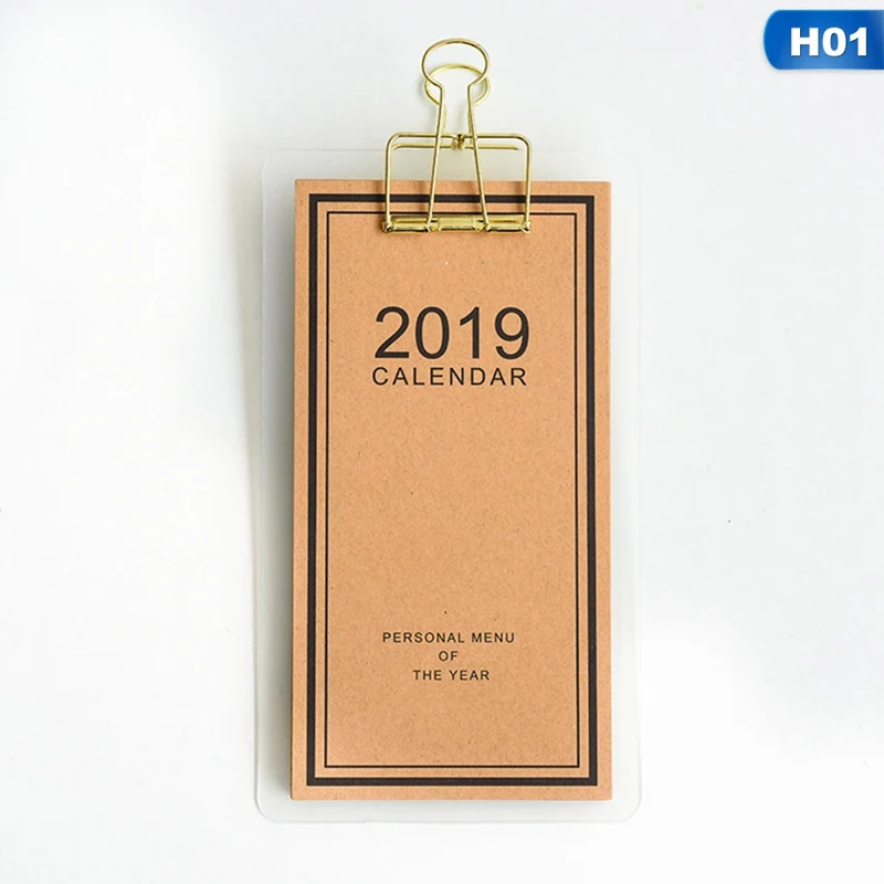 Новогодний календарь модные простые милые мини настольные календари старинный крафт бумажный Настольный календарь офисные школьные принадлежности - Цвет: H01