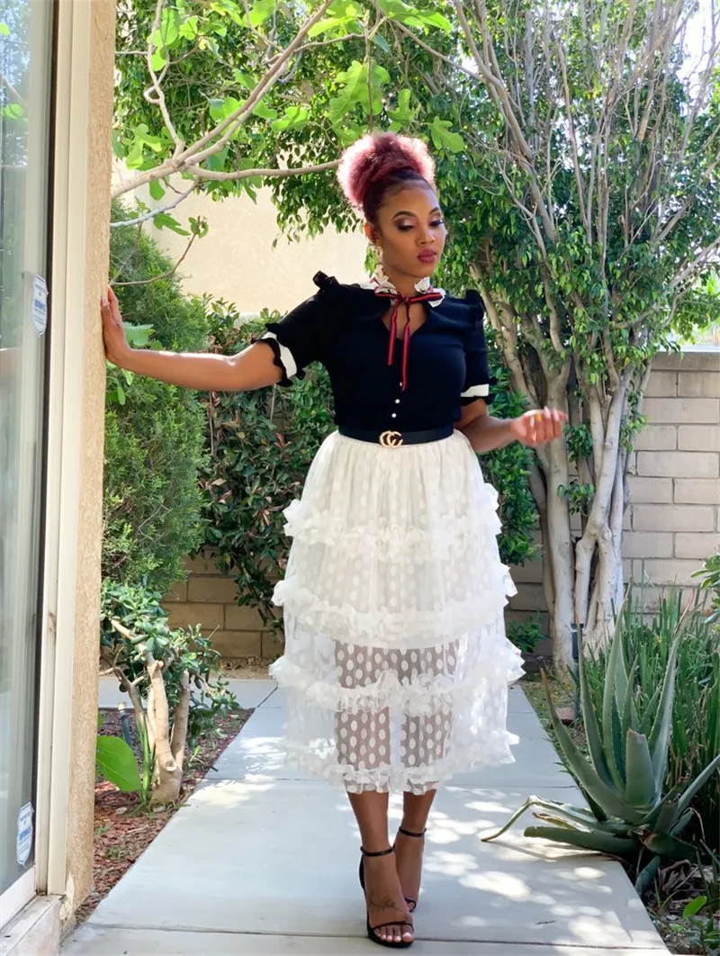 Женские шифоновые юбки с высокой талией в стиле бохо, белые прозрачные летние пляжные юбки, плиссированные юбки с оборками, Faldas Mujer Moda