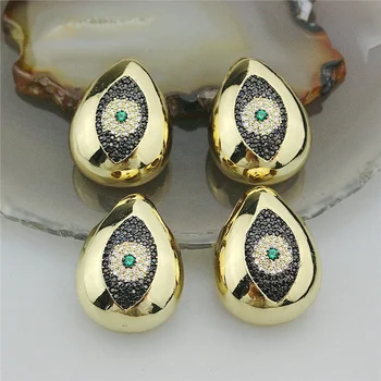 

25*20mm 5pcs/lot Plating cz micro pave eye charm,delicate zircon pave pendant jewelry,handmade diy necklace/earring component