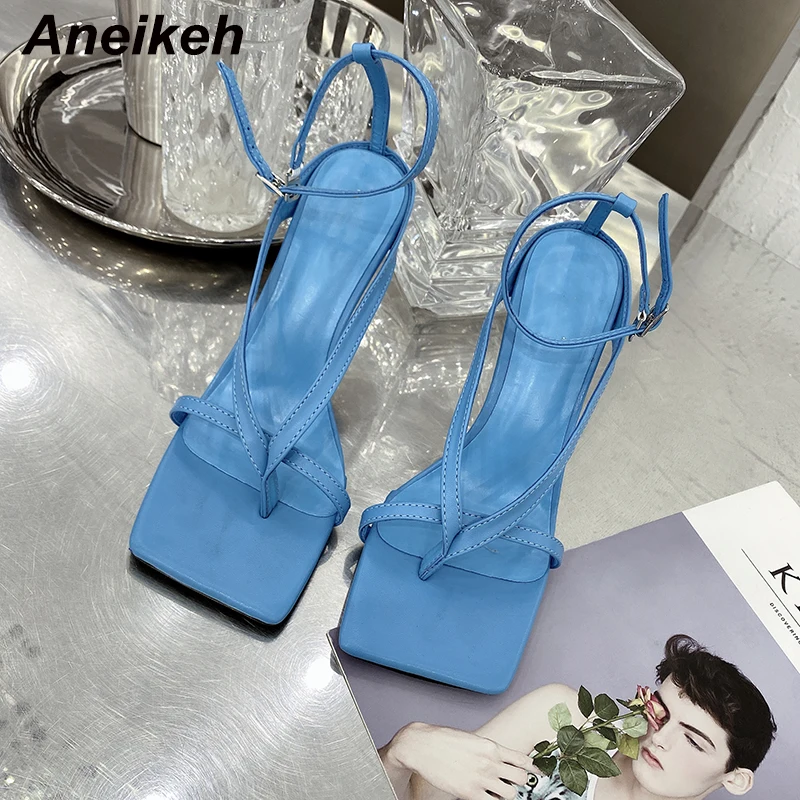 

Aneikeh 2020 Summer Gladiator Sexy Clip-On Strappy Sandals Shoes Woman High Heel Peep Toe Ankle Buckle Party Thin Heels Pumps