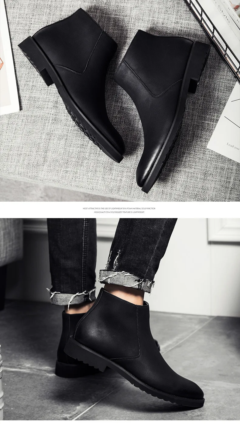 Г., весенние модные кожаные мужские ботинки удобные модельные ботинки с острым носком на молнии в деловом стиле мужские Ботильоны черного и коричневого цвета