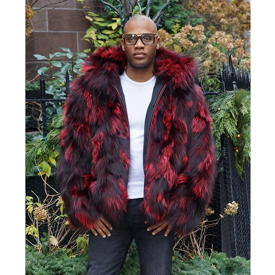 New Plus Size Outfits Men Winter Jacket With Faux Fur Collar And