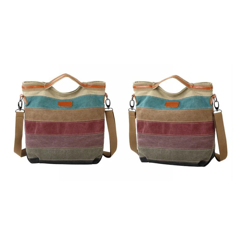 

Storage bags Women's Canvas Multi-Color Shopper Tote Multipurpose Casual Stripe Shoulder Bag Handbag Durable Use for Ladies