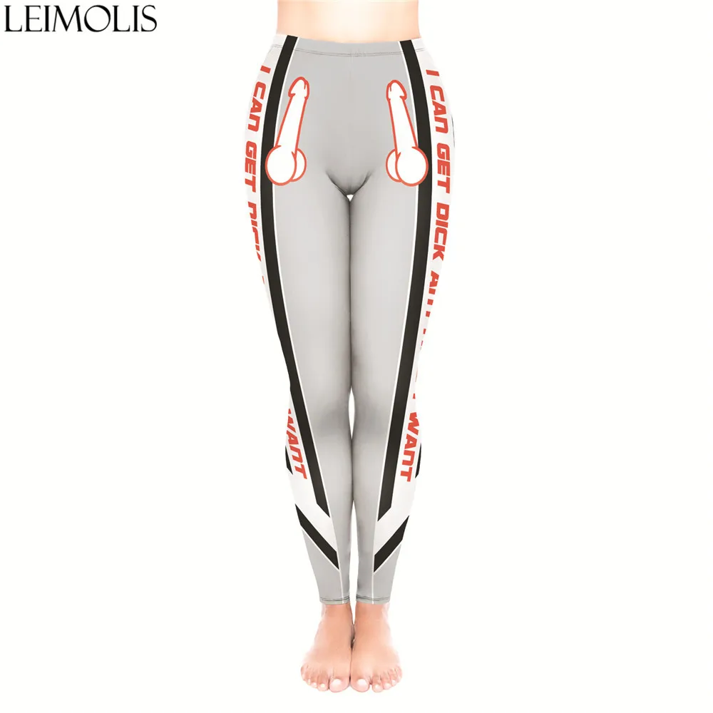 

LEIMOLIS 3D print Striped letter gray fitness push up workout leggings women plus size High Waist punk rock sexy leggins