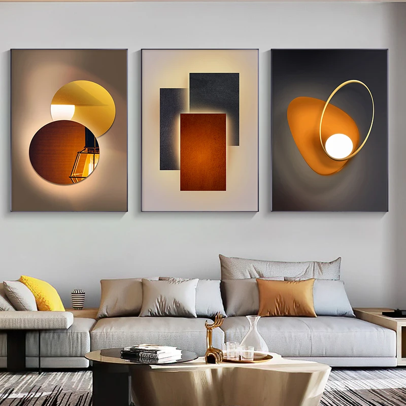 Abstract Geometric Canvas Painting Orange Posters and Prints Modern Minimalist Wall Art Pictures Living Room Bedroom Home Decor | Дом и сад