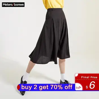 

Metersbonwe Summer Women Vintage Mid-length Skirt New Casual Korean Version Skirt Trend Harajuku Skirt for Office Lady