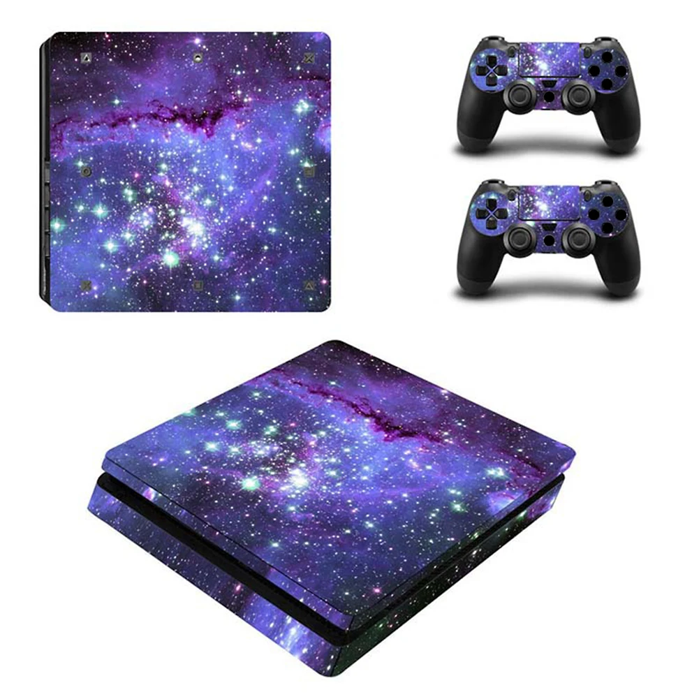 Protective Cover Skin Sticker for PS4 Slim Vinyl Decal for Sony Playstation 4 Slim Console  2 Controller Stickers Accessories