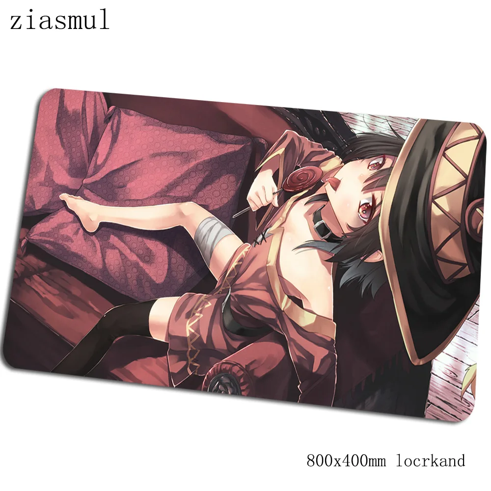 Megumin коврик для мыши 80x40 см игровой коврик для мыши с изображением аниме Натуральный каучук офисный ноутбук с алюминиевым корпусом стол коврик Kawaii padmouse игры pc gamer коврики - Цвет: Size 800x400x2mm