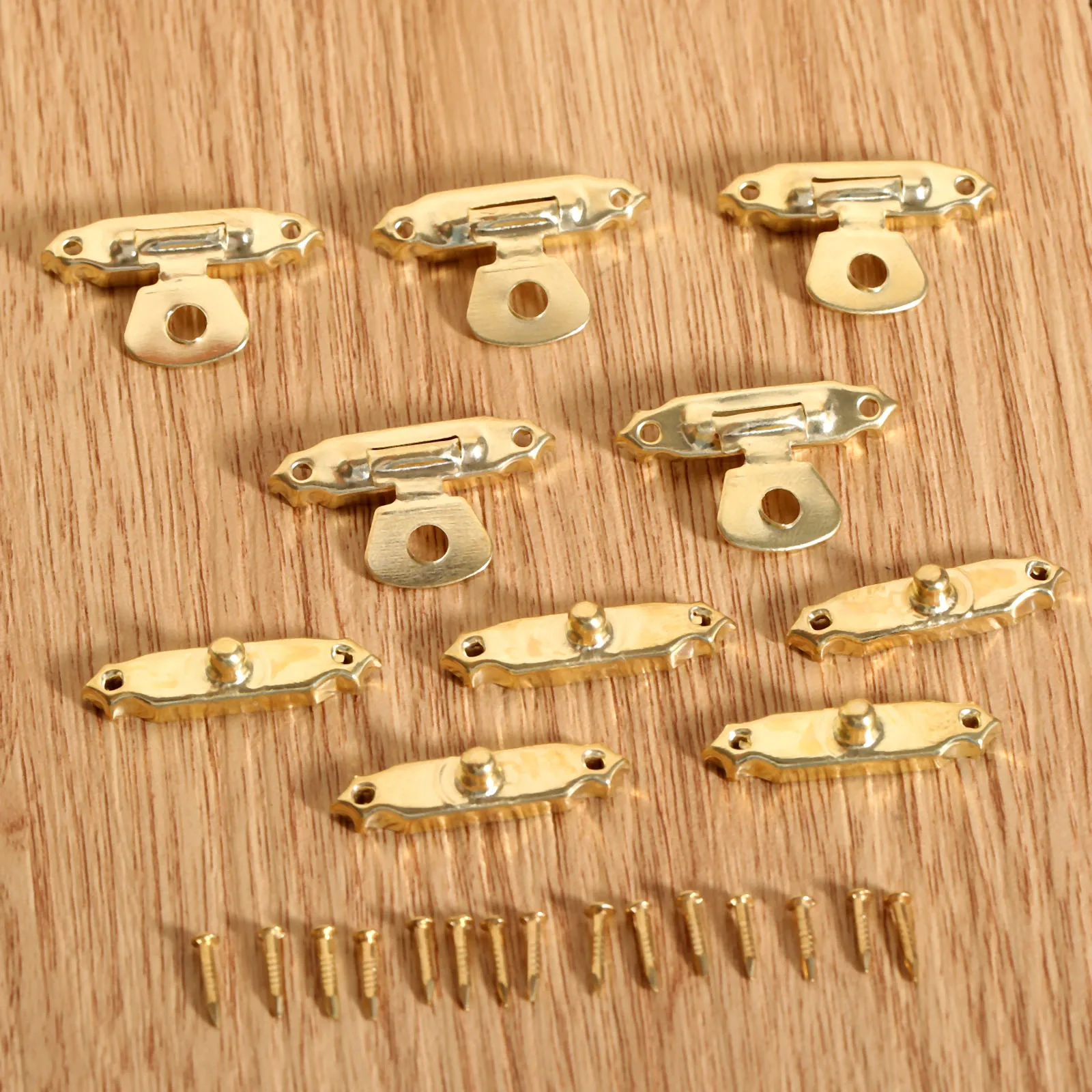 Mini Jewelry Gift Wine Box Wooden Case Hasp Lock Drawer Latches Decorative Brass Suitcases Hasp Latch Hook with Nails 10Pcs jewelry box hasps decorative latches