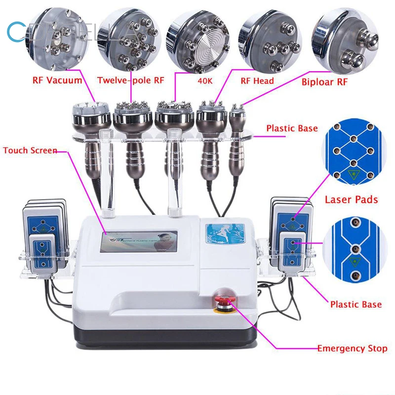6 in 1 Cavitation Vacuum Massage Machine Weight Loss 40k Slimming Lipo