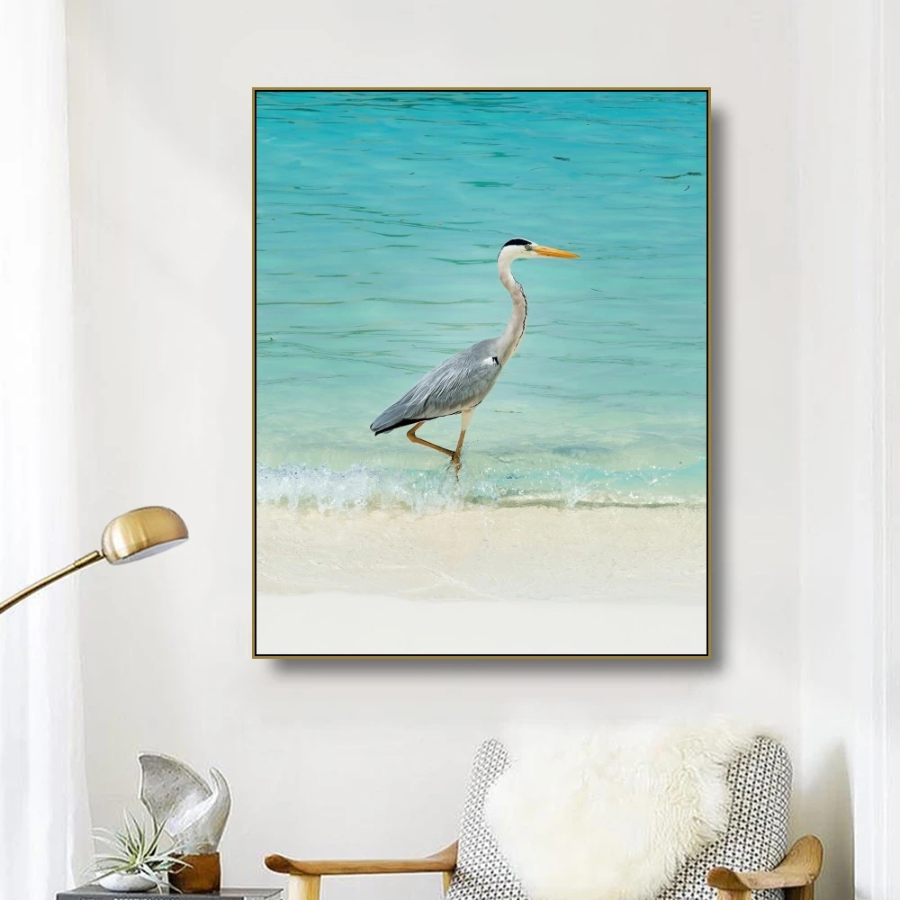 

Cassisy Canvas Art Painting Seabird foraging by the seaPoster Picture Wall Decor Modern Home Decoration For Living room Office