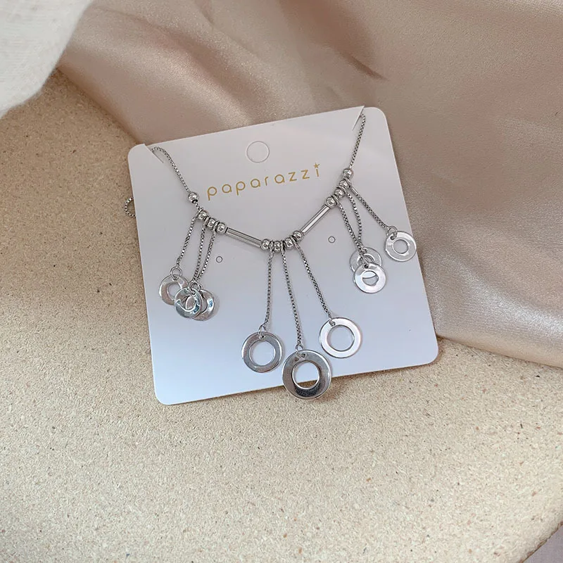 

South Korea Circle Necklace Women's Versatile Elegant Clavicle Pendant Simple Elegant Non-mainstream Sense of Design Accessories