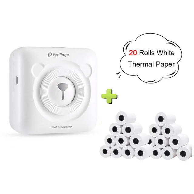 white20 rolls paper Peripage A6 Bluetooth ручной фотопринтер маленький принтер мини принтер Карманный принтер для IOS Android системный телефон - Цвет: white20 rolls paper