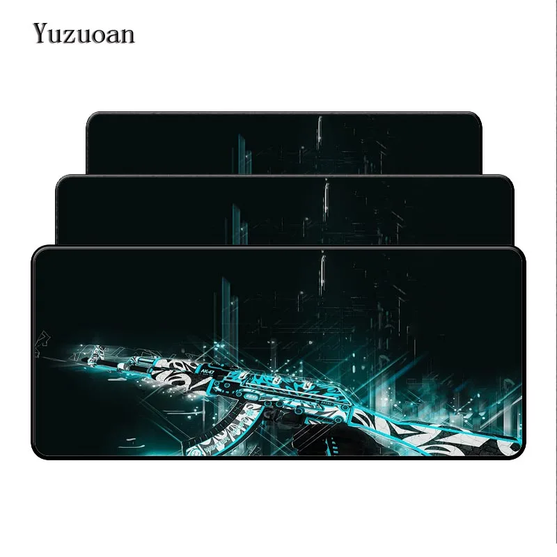 Yuzuoan, черный, закатанный, противоскользящий, Настольный коврик, Пользовательский логотип, игровой плеер, контроль скорости, большой коврик для мыши, модный коврик для ноутбука